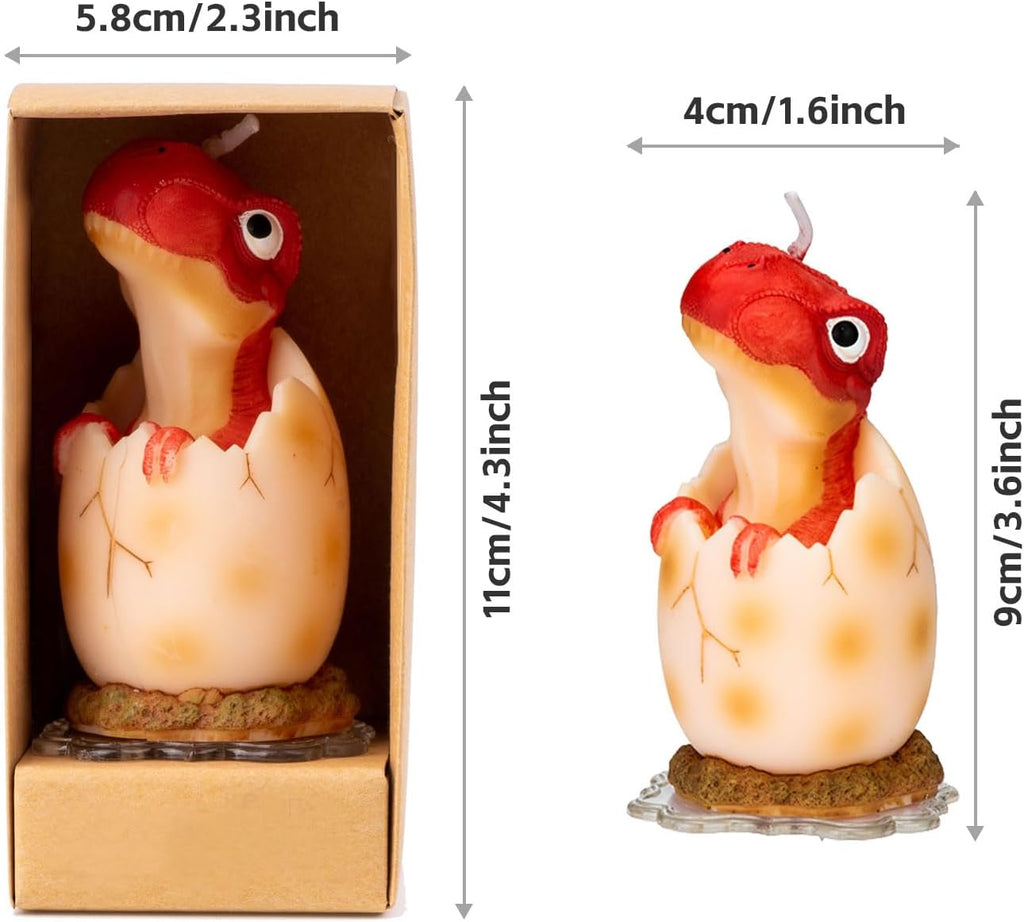 Large Dinosaur Birthday Candle - Red Dinosaur Cake Topper Candles for Kids, 3.6 Inches, Fun Dino Birthday Party Decoration