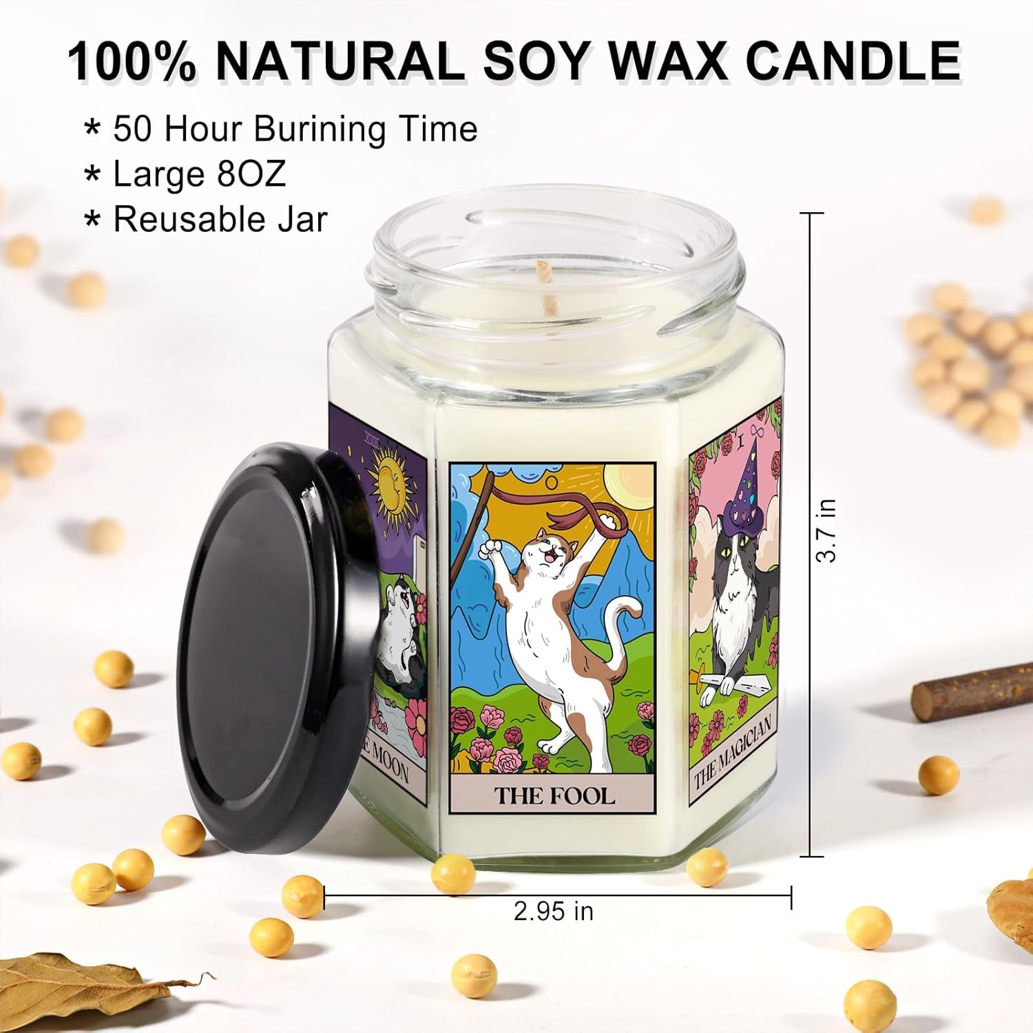 Gifts for Women-Best Friend Birthday Gift for Female-Astrology Gift for Friends-Witchy Gifts for Sister-Funny Candles for Her,Sister,Mom,Bff-Tarot Cat Lavender Candles-8Oz Candle Jars