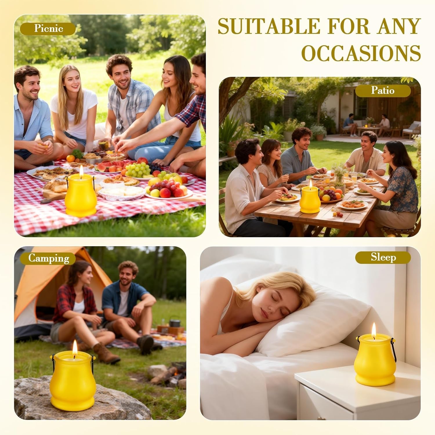Citronella Candles Outdoor, 2 Pack 20Oz Soy Wax Large Citronella Candles, 120 Hours Long Lasting Lemongrass Jar Candles Lantern for Patio Garden Camping Balcony Backyard Home, Summer Gift