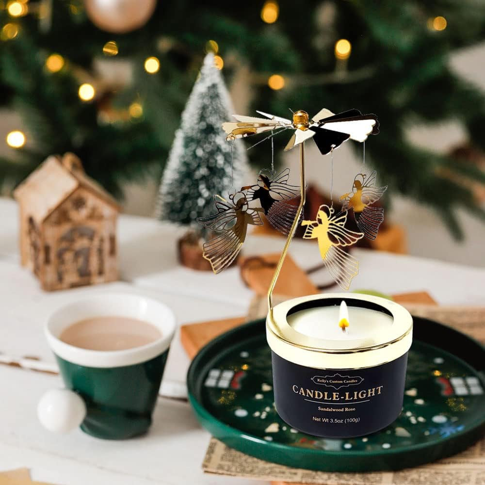 Angel Rotating Scented Candle, Funny Gift for Women, Soybean Wax, 3.5 Ounce, Black, Unique Aromatherapy Candle for Relaxation and Stress Relief
