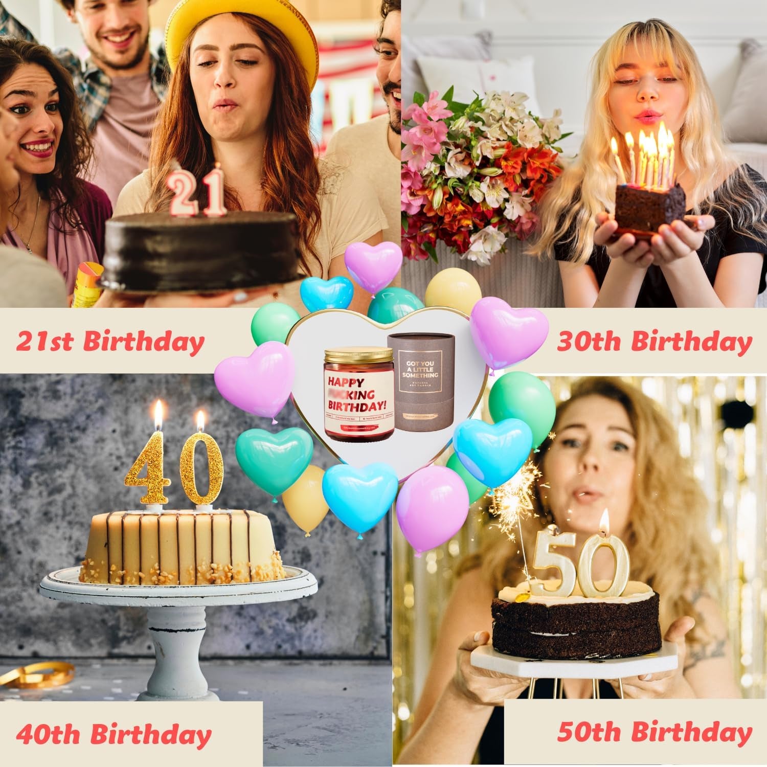 Funny Happy Birthday Candle | Lavender Vanilla, 100% Soy Wax | Funny Gifts for Women Friendship, Sister, Best Friend, BFF, Bestie, Coworker - Gag Candle Gift Idea for 40Th or 30Th Birthday for Her