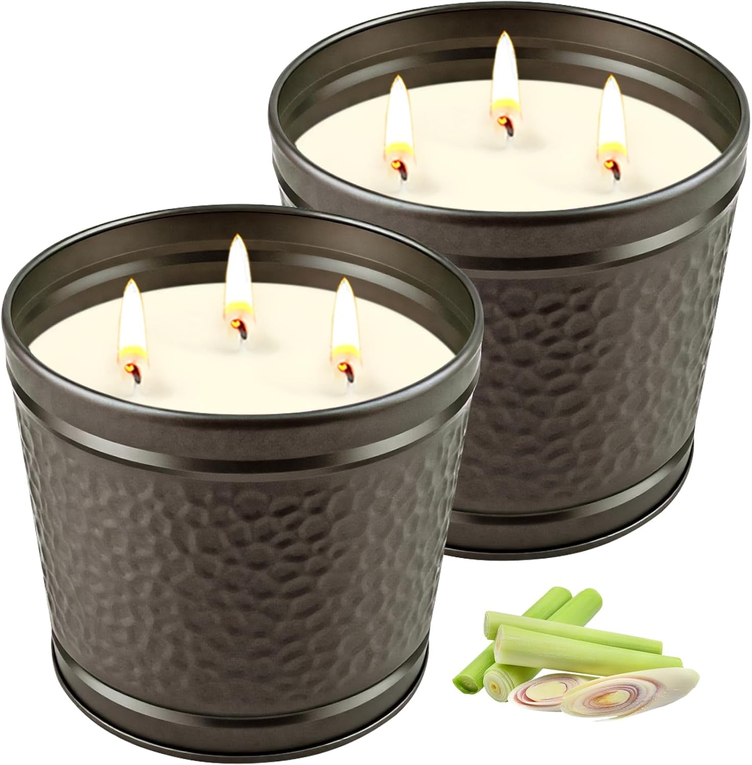 Citronella Candles Outdoor, Large Citronella Candle for Patio, 2 Pack Natural Soy Wax Outdoor Candles Bulk for Garden Yard Home Balcony Camping Backyard,Summer Candle Bulk for Home, Long Burning