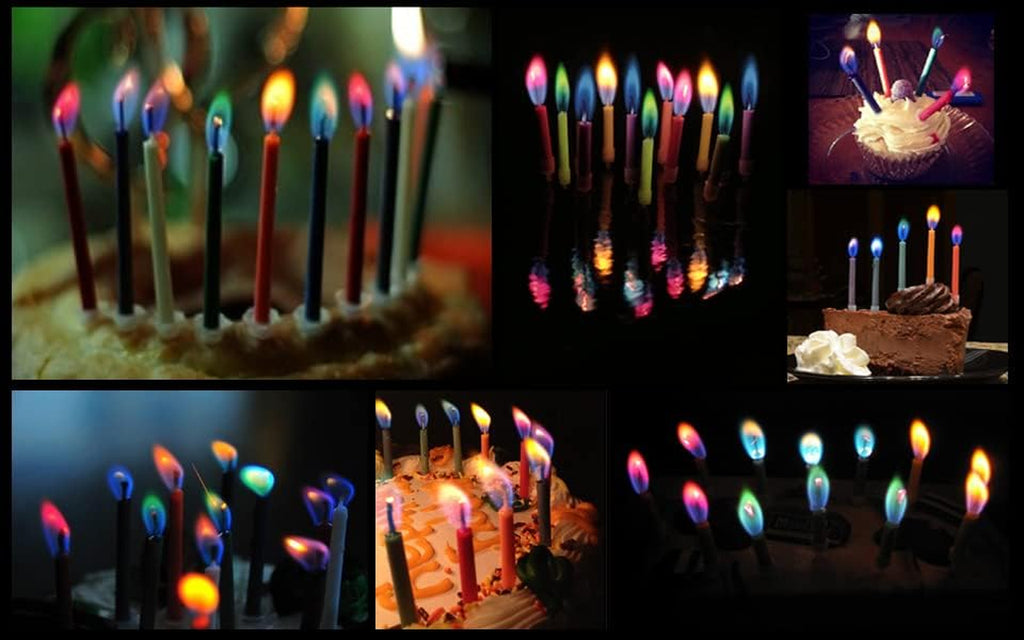 Amazing  Multicolor Happy Birthday Candles and Holders (12 Count),Unscented