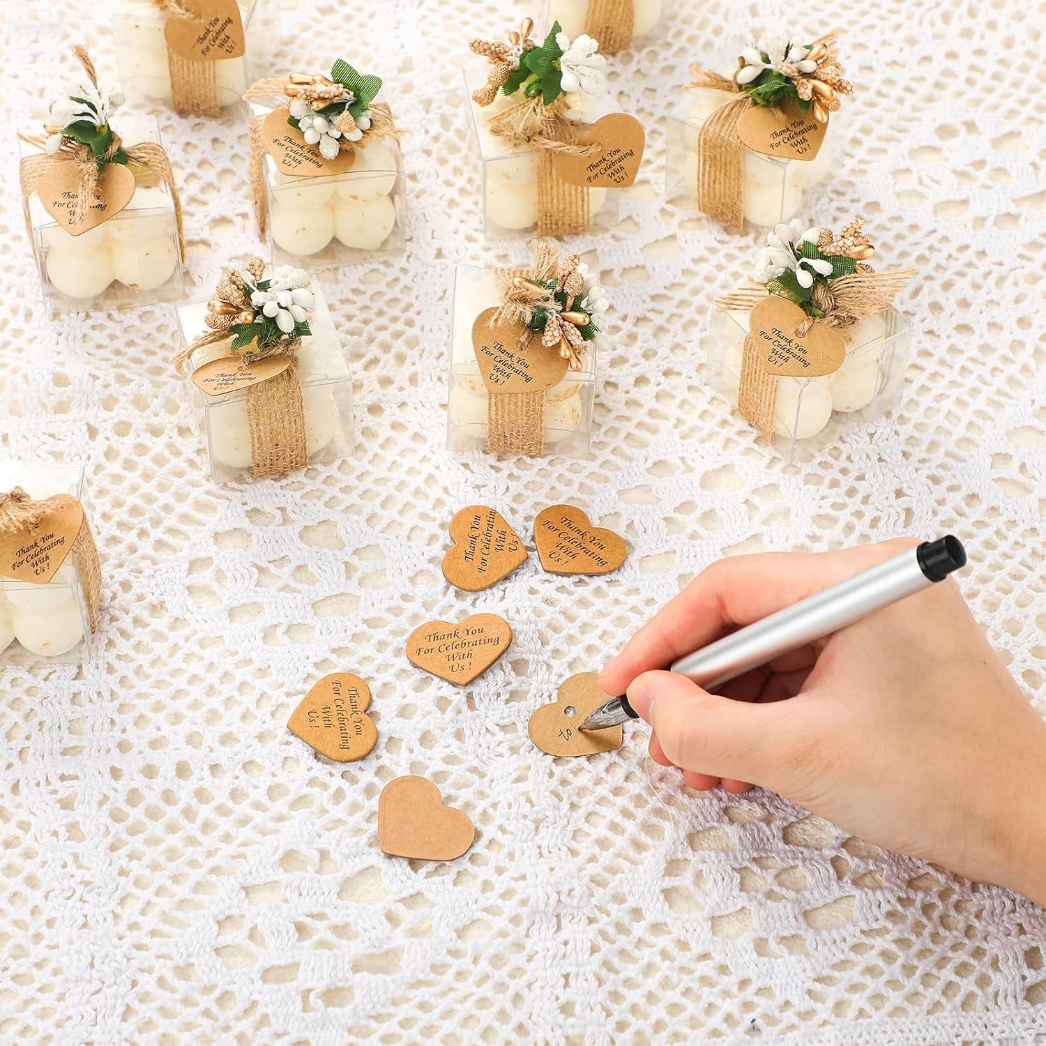 Mini Bubble Candles Wedding Favors Gifts for Guests 1.57" X 1.38" Bubble Candles with Cards Dried Flowers DIY Gift Set for Baptism Party Bridal Shower Thank You Gifts(Gold Foil,30 Sets)