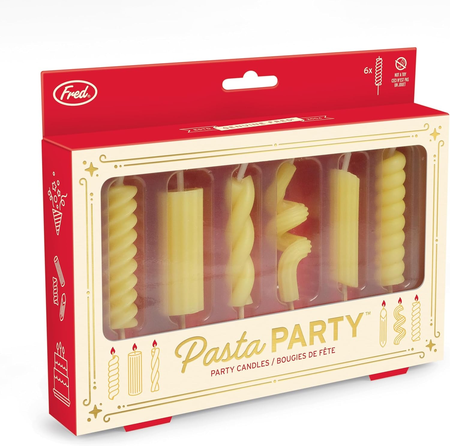 Pasta Party Noodle Candles, Set of 6 Quirky Pasta Noodle Shaped Birthday Candles, Fun and Unique, Gift-Ready Package