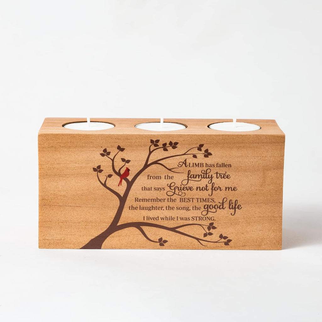 Sympathy Gifts for Loss of Loved One – Memorial Bereavement Gifts Candle Holders – Handcrafted Wooden Keepsake with Poem I Condolence Gift, Bereavement Gifts for Loss of Mother, Father (A Limb)
