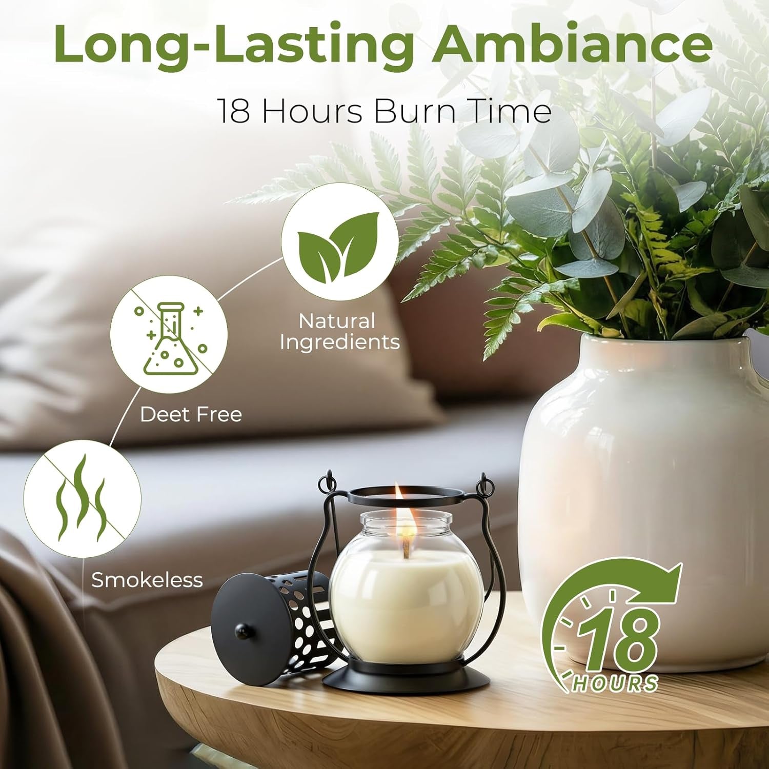 Citronella Candles Outdoor 3 Pack, Vintage Metal Lantern Soy Wax Candles, Long Burning Scented Patio & Camping Candles, Summer Outdoor Decor Gift for Women (3 X 3.5 Oz)