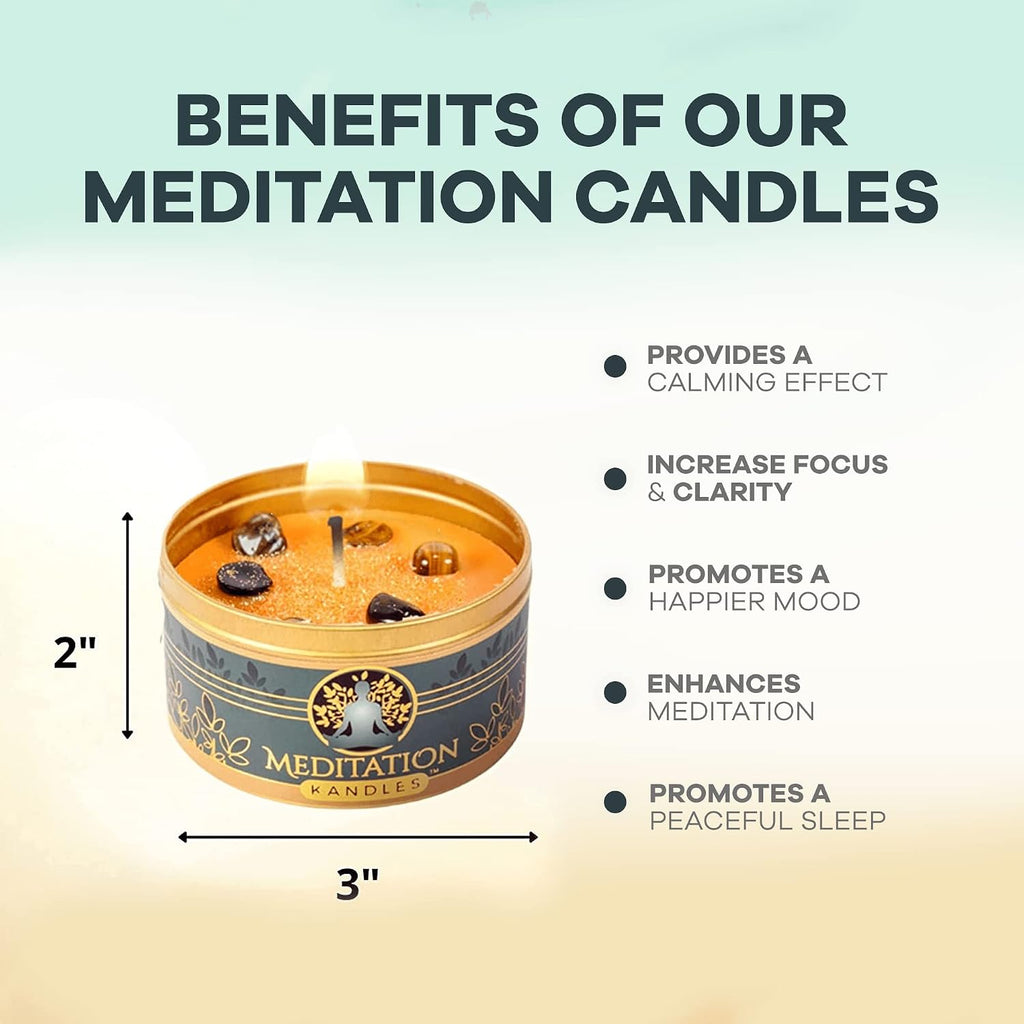 Meditation Candles with Crystals | Natural Aromatherapy Candles for Relaxation & Healing | Stress Relief Candles for Yoga, Meditation & Self Care | 5Oz Each 4 Pack Gift Set
