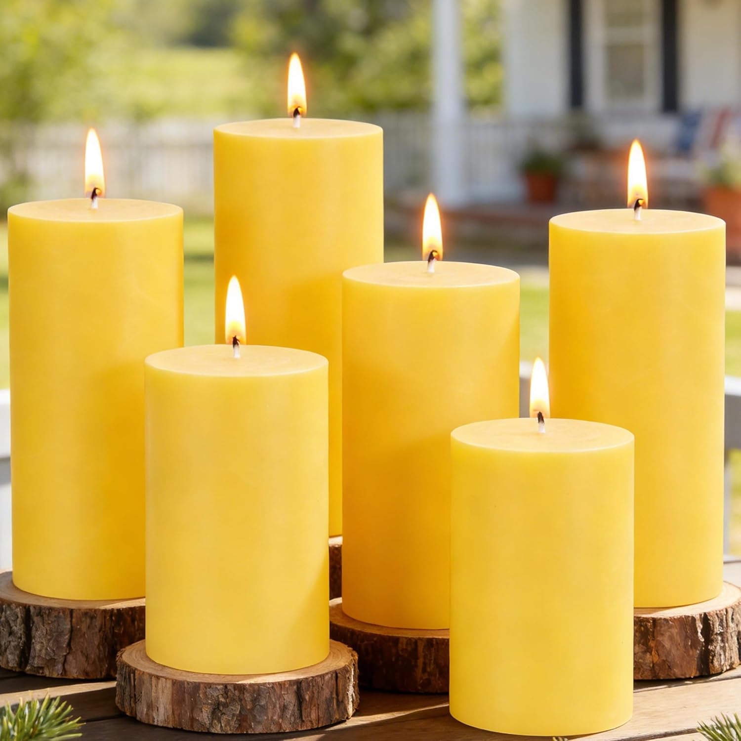 Citronella Candles Outdoor - Set of 6 Citronella Pillar Candles for Patio, Summer Outdoor Candles Bulk for Home, Soy Wax Candle for Garden Camping Party Yard Balcony,Wedding Decoration Candle for Home
