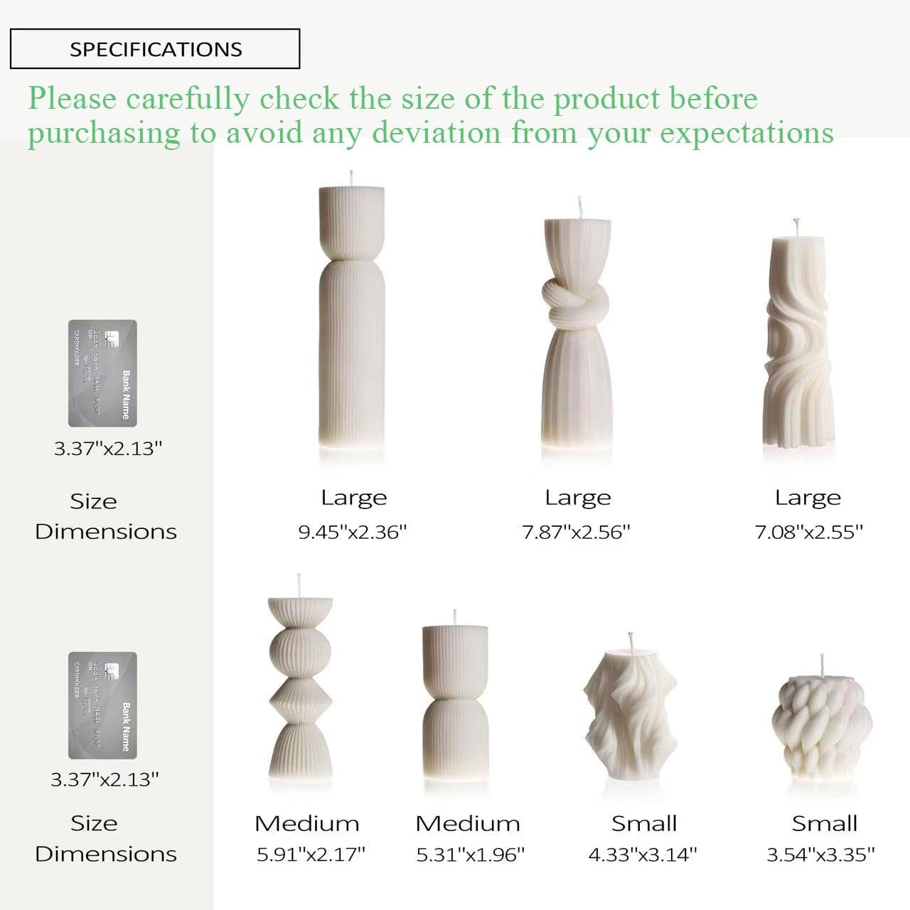 7-Pack Pillar Candles - Soy Wax Handmade Ribbed Candles for Home Decor, Housewarming Gift, Shelf & Table Decor - Aesthetic Modern Candles Set (White)