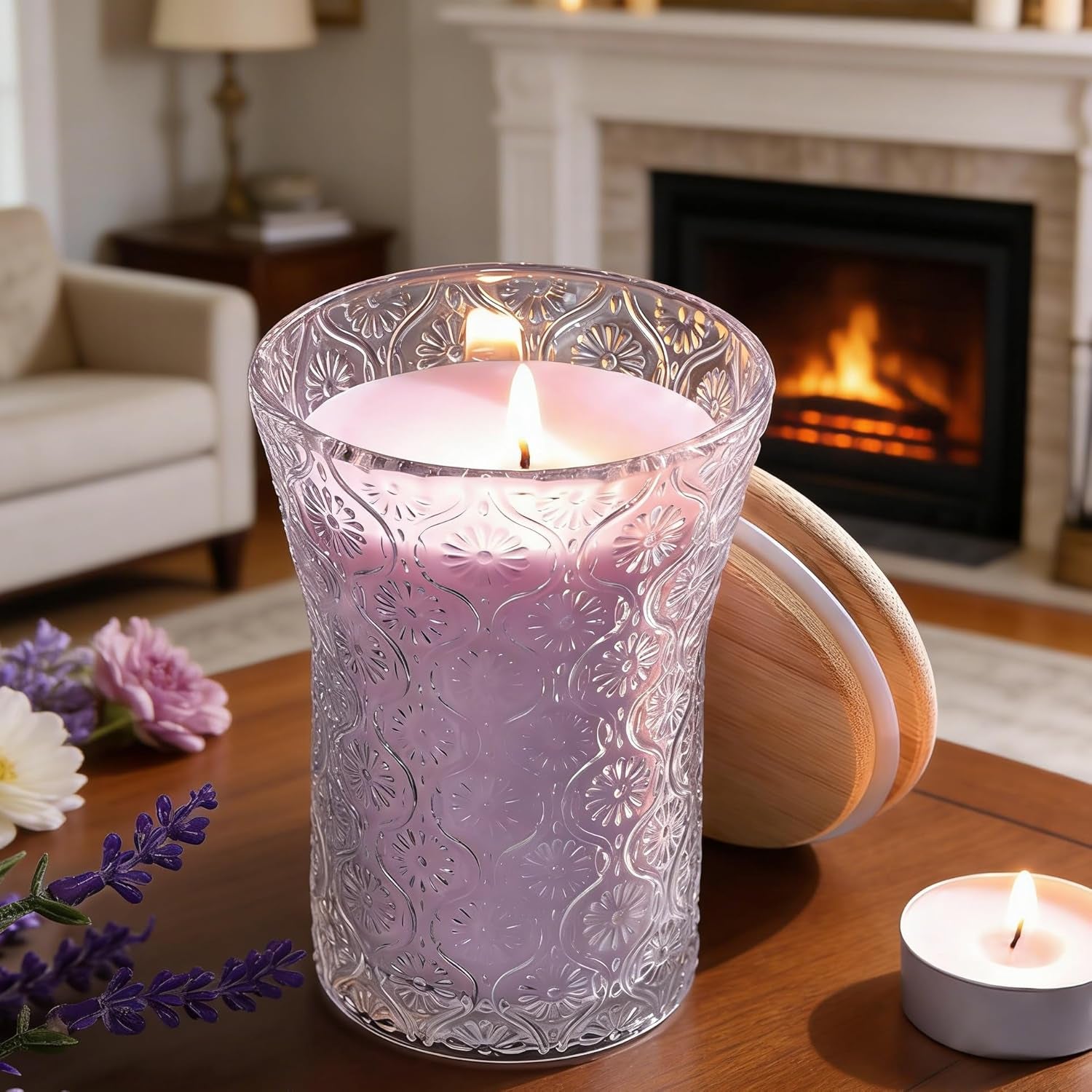 Lavender Candle, 8 OZ Scented Candles Soy Jars Candles for Women Galentines Valentines Mother'S Day Gift, Aromatherapy Purple Candles for Home Scented Bridal Shower