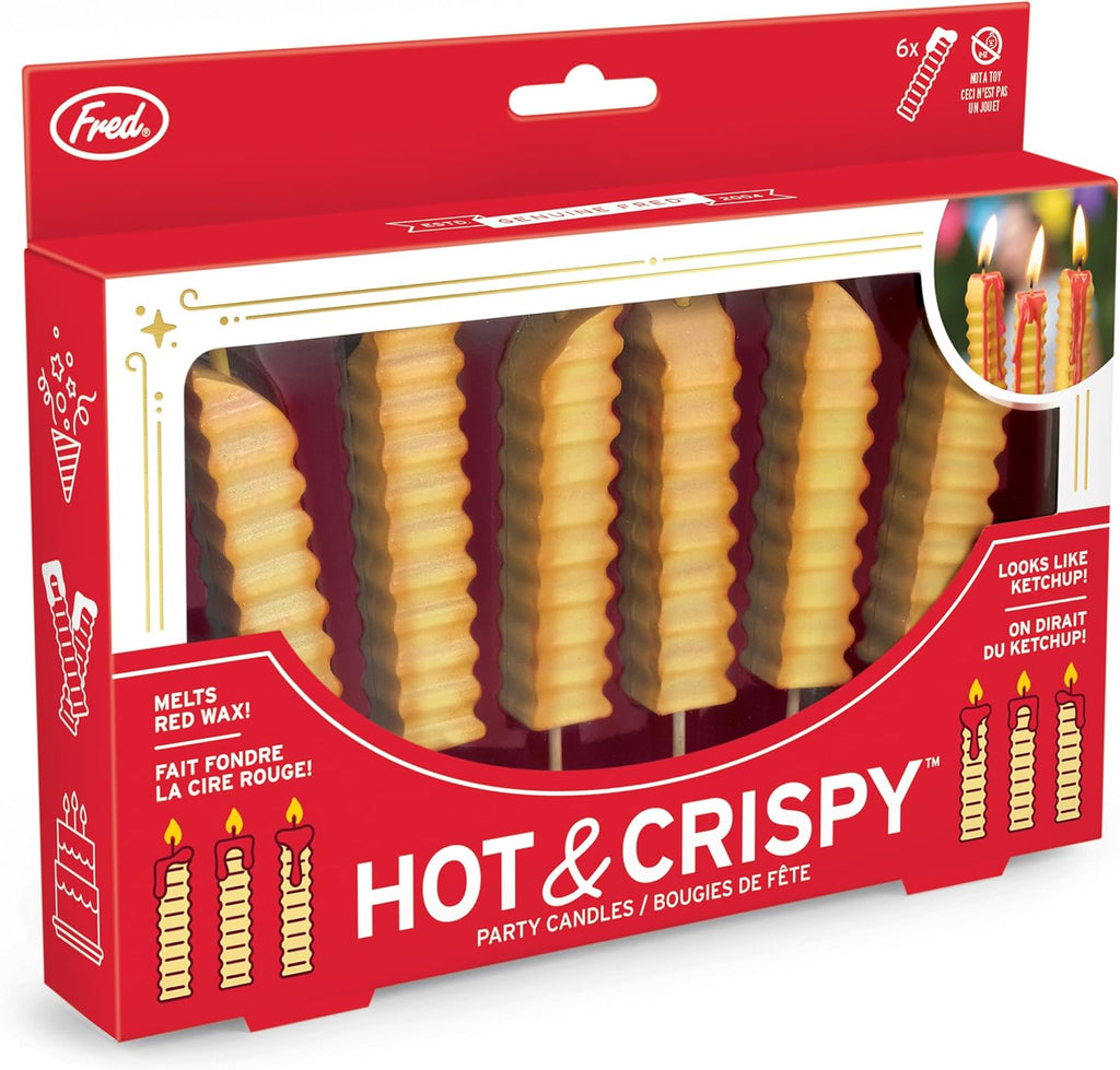 HOT and Crispy French Fry Party Candles, Set of 6, Ketchup Drip Melting Effect, Fun Birthday Cake Toppers and Food-Themed Celebration Decor