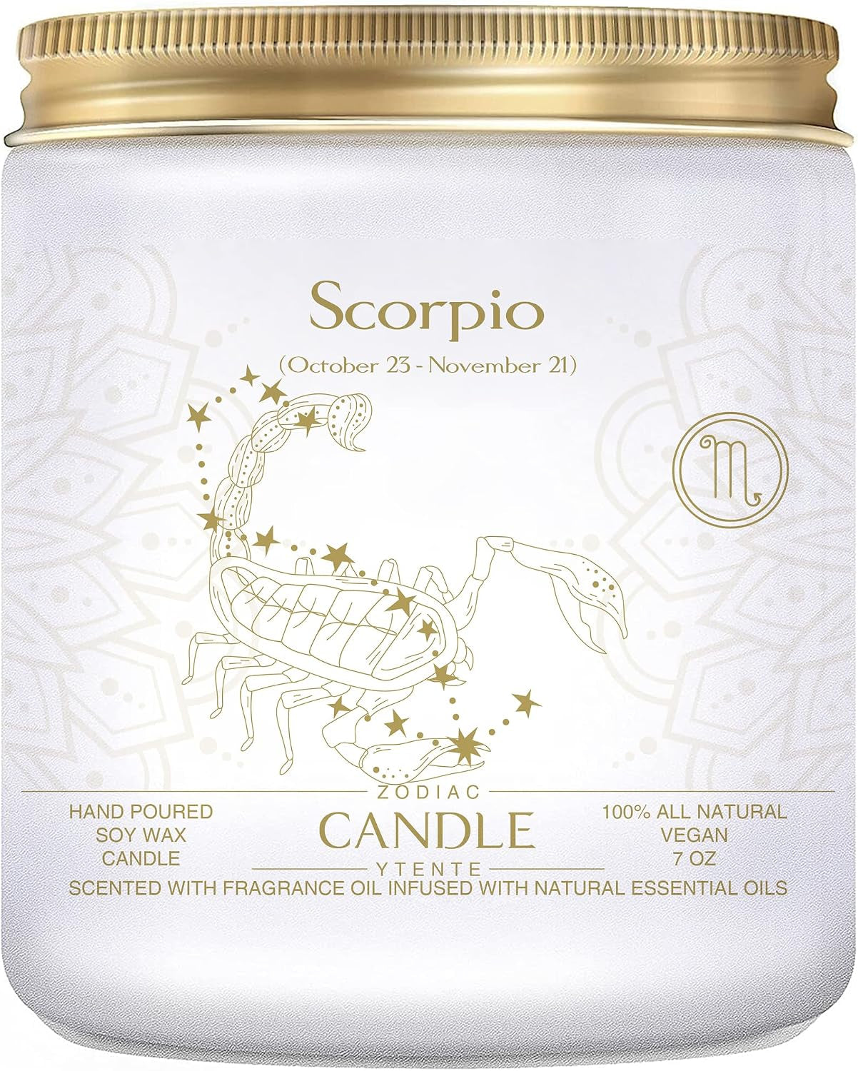 Zodiac Sign Jar Candle, Scorpio, Lavender Scented, Crystal Infused, 4 Ounce, Black, Unisex, All Season, Birthday, Anniversary, Christmas