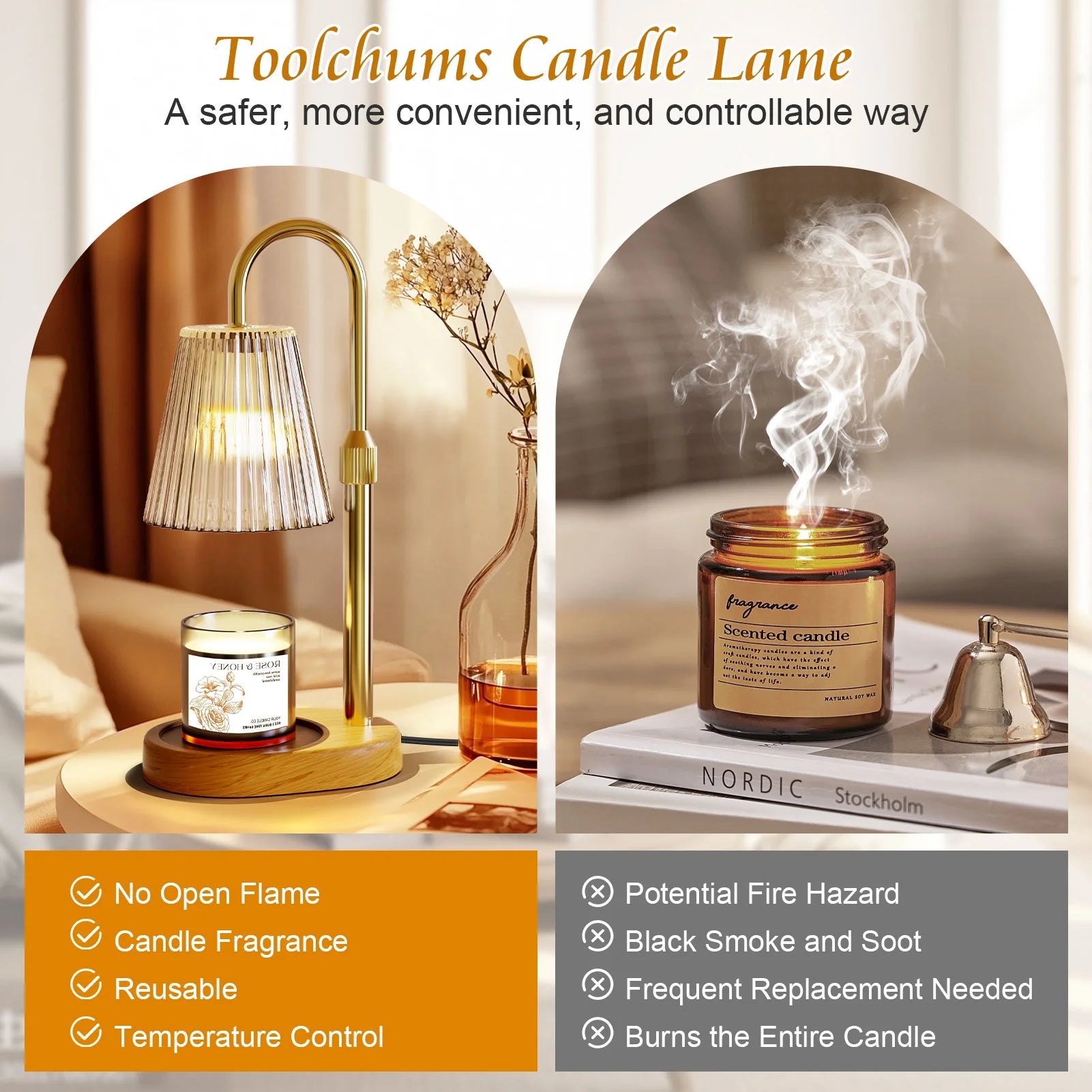Candle Warmer Lamp with Timer, Dimmable Candle Warmer for Jar Candles, Height Adjustable Wax Melts Warmer, Birthday Gifts for Women Mom, House Warming Gifts
