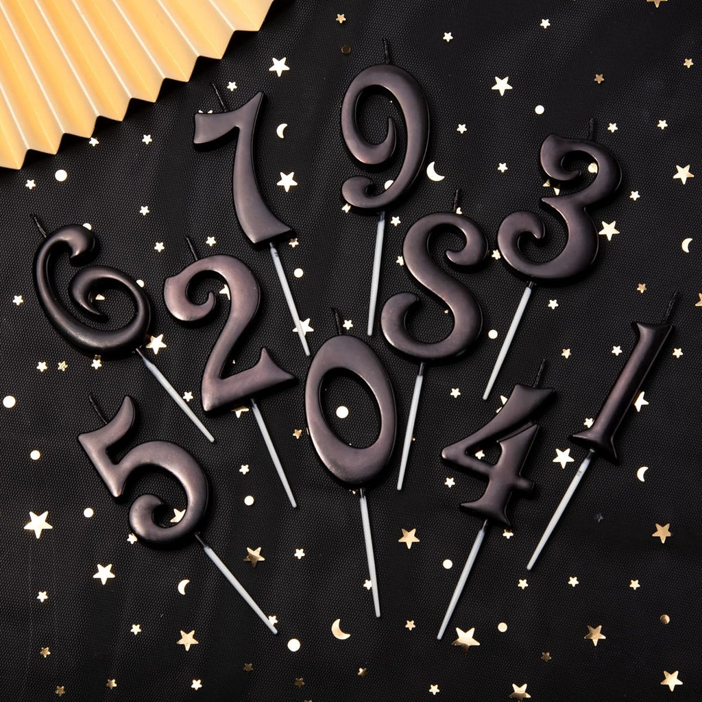 10-Count 0-9 Black Number Birthday Candles, Number One Birthday, Black Number Candles, Party Celebration, Baby Showers