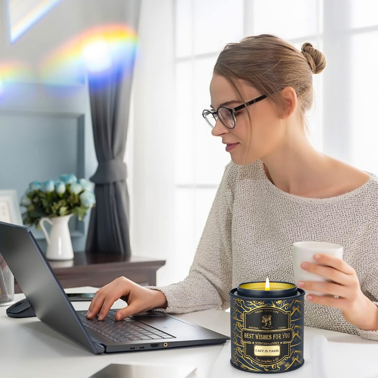 Coffee Candles for Home Scented, Christmas Candles Gifts for Women, 10 Oz Long Lasting Aesthetics Scented Candles Aromatherapy Candle Soy Candles, Relaxing Candle Gifts