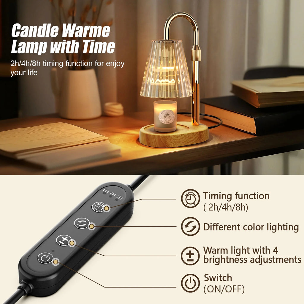 Candle Warmer Lamp with Timer, Dimmable Candle Warmer for Jar Candles, Height Adjustable Wax Melts Warmer, Birthday Gifts for Women Mom, House Warming Gifts