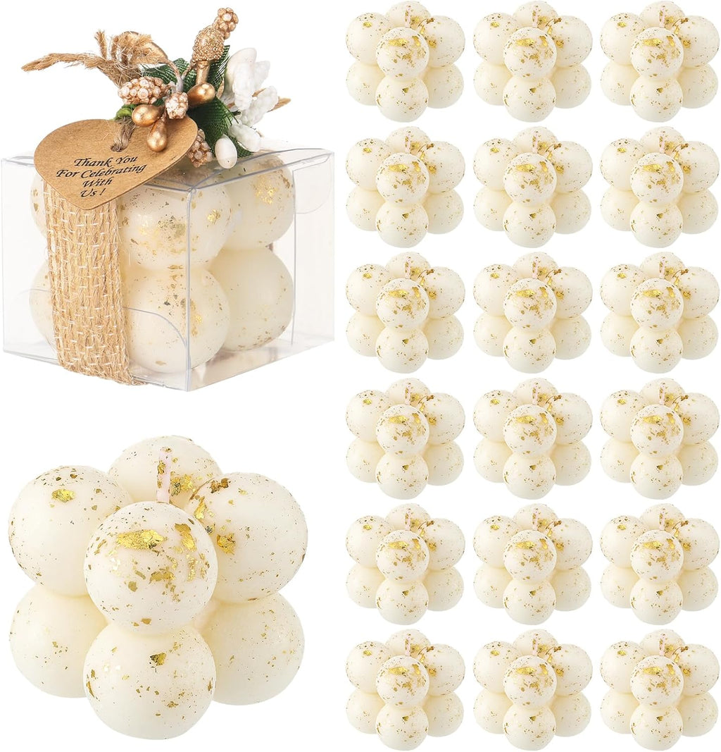 Mini Bubble Candles Wedding Favors Gifts for Guests 1.57" X 1.38" Bubble Candles with Cards Dried Flowers DIY Gift Set for Baptism Party Bridal Shower Thank You Gifts(Gold Foil,30 Sets)
