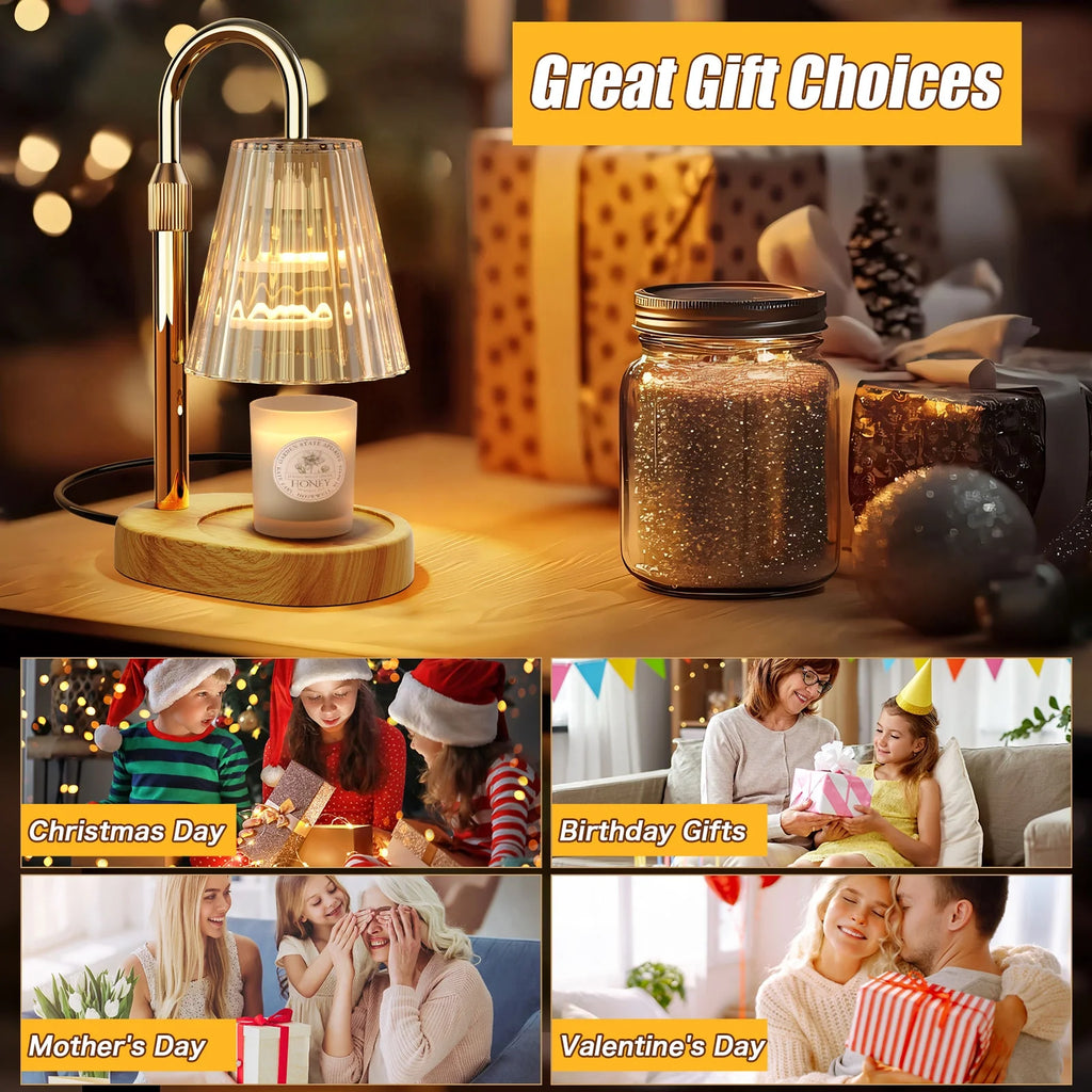 Candle Warmer Lamp with Timer, Dimmable Candle Warmer for Jar Candles, Height Adjustable Wax Melts Warmer, Birthday Gifts for Women Mom, House Warming Gifts
