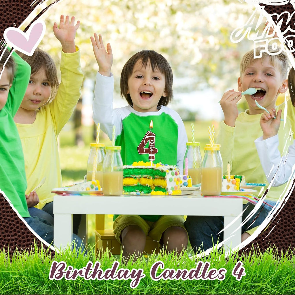 Football Birthday Number Candles Football Birthday Candle Sports Candles for Cake Topper for Boys Girls Kids Party Supplies Anniversary Celebrations Decorations(Number 4)