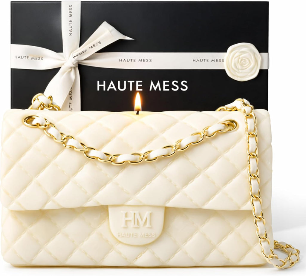 Handbag Candle in Giftbox - Haute Mess - Designer Gifts for Women - High End Luxury Candles for Women - Gift for Girlfriend - Luxury Gifts for Mom - Classy Bridal Shower Gift - Purse Candle
