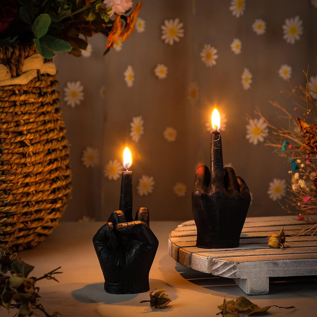 2 Pieces Small Middle Finger Aesthetic Candles Soy Wax Hand Shaped Candle Funky Room Decor Aesthetic Cool Trendy Modern Hippie Danish Room Decor