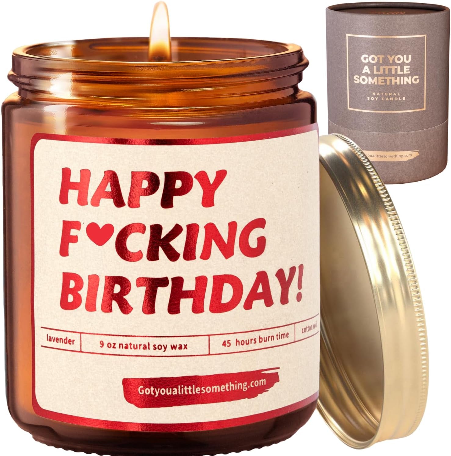 Funny Happy Birthday Candle | Lavender Vanilla, 100% Soy Wax | Funny Gifts for Women Friendship, Sister, Best Friend, BFF, Bestie, Coworker - Gag Candle Gift Idea for 40Th or 30Th Birthday for Her