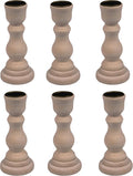 4 Inch Tall Unfinished Wooden Candlesticks with Metal Candle Holder Cup Center - Wholesale Pack of 6