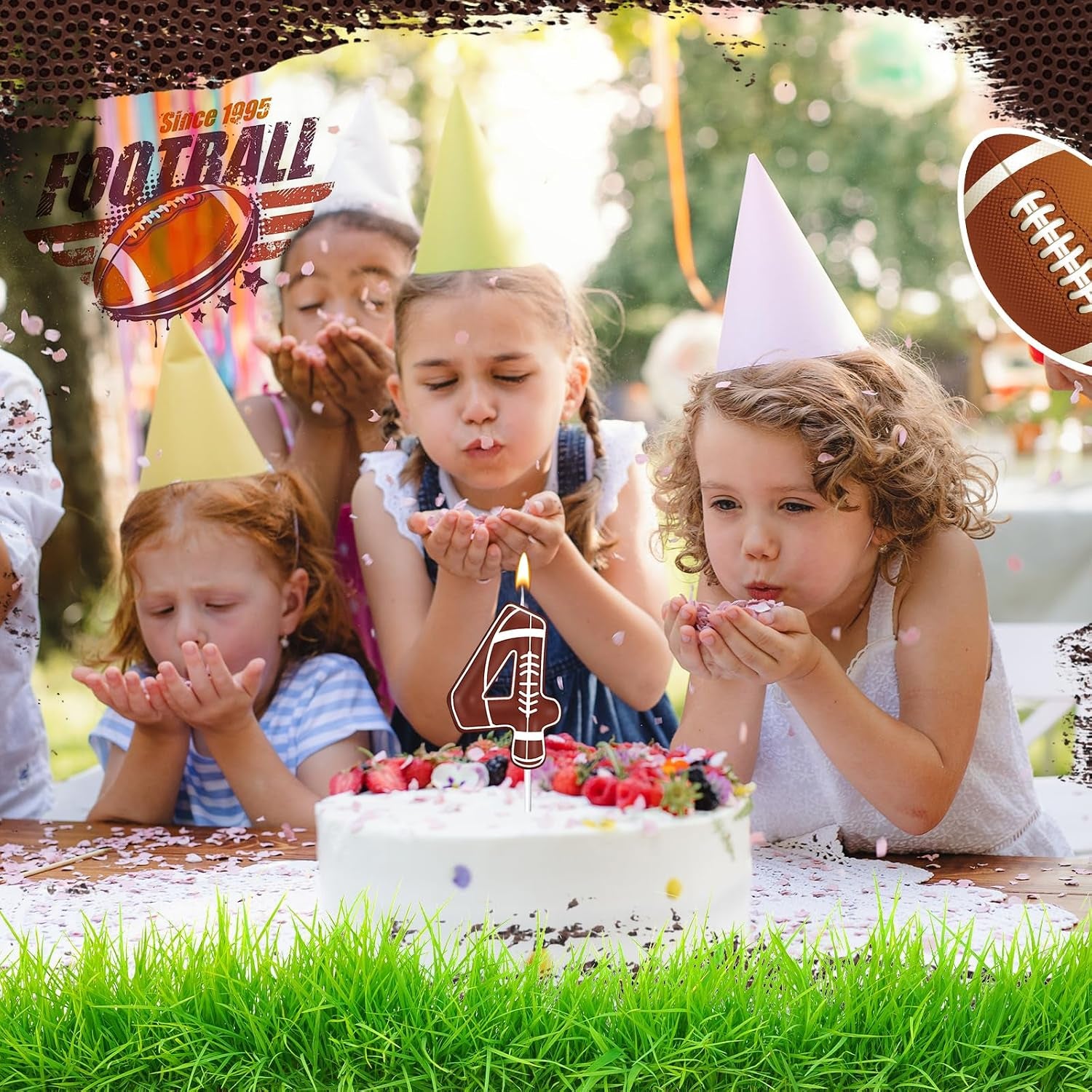Football Birthday Number Candles Football Birthday Candle Sports Candles for Cake Topper for Boys Girls Kids Party Supplies Anniversary Celebrations Decorations(Number 4)