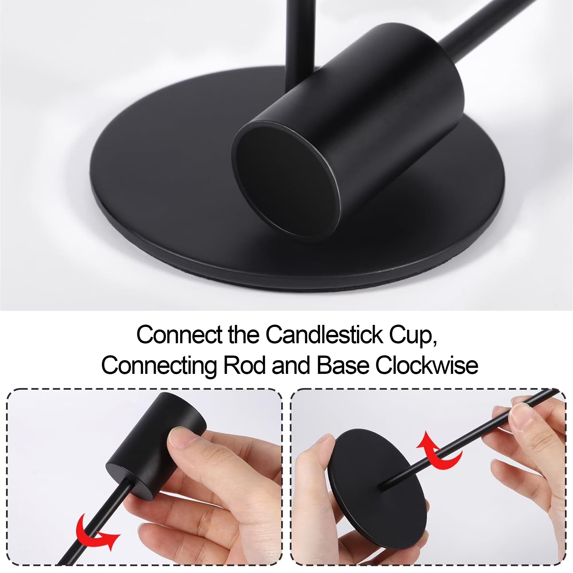 Matte Black Taper Candle Holders, 6 Pack Metal Candlestick Holders for Wedding, Dinning, Party
