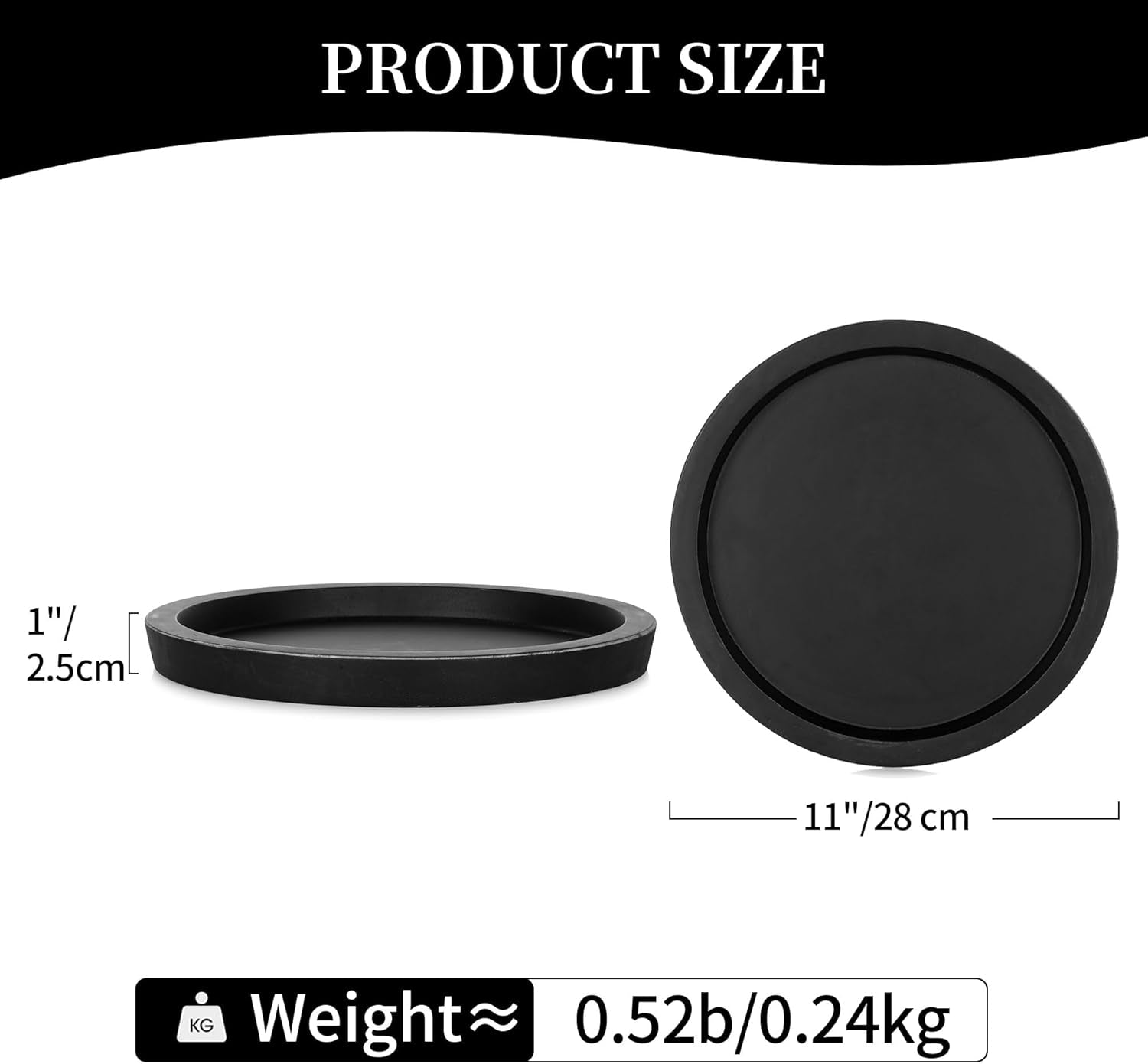 Black round Decorative Coffee Tray Wooden Trays for Coffee Table Centerpieces Di