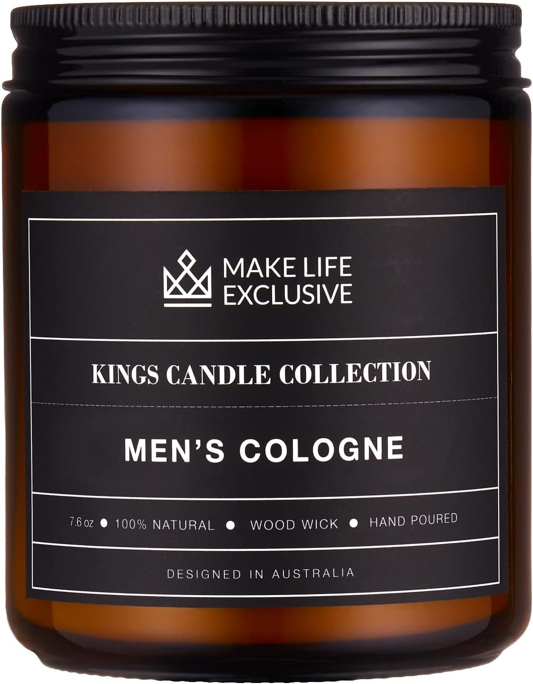 Scented Candles for Men | Men'S Cologne, Amber Sandalwood Scent | Wooden Wick, Long Lasting, Masculine Scents | Natural Soy Jar Candle for Home, Bacehlor Pad Decor | the Perfect Mens Gift