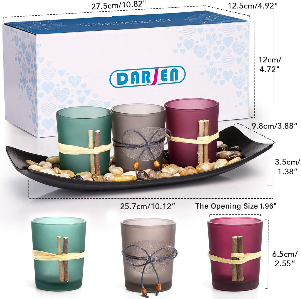Candle Holders Gift for Mom, Women, Candlescape Centerpiece Set, Candle Holders Tray, Living Room Decor Gift for Mothers Day from Daughters, Birthday, Christmas, Valentines Day W Gift Box