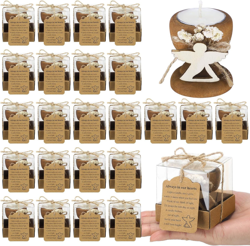 24 Set Funeral Memorial Candles Holders Funeral Keepsakes Favors Memorial Candle Holders 2.4 X 2.4 Inches Celebration of Life Supplies Sympathy Gifts Service Grief Share Gifts (Classic Style)