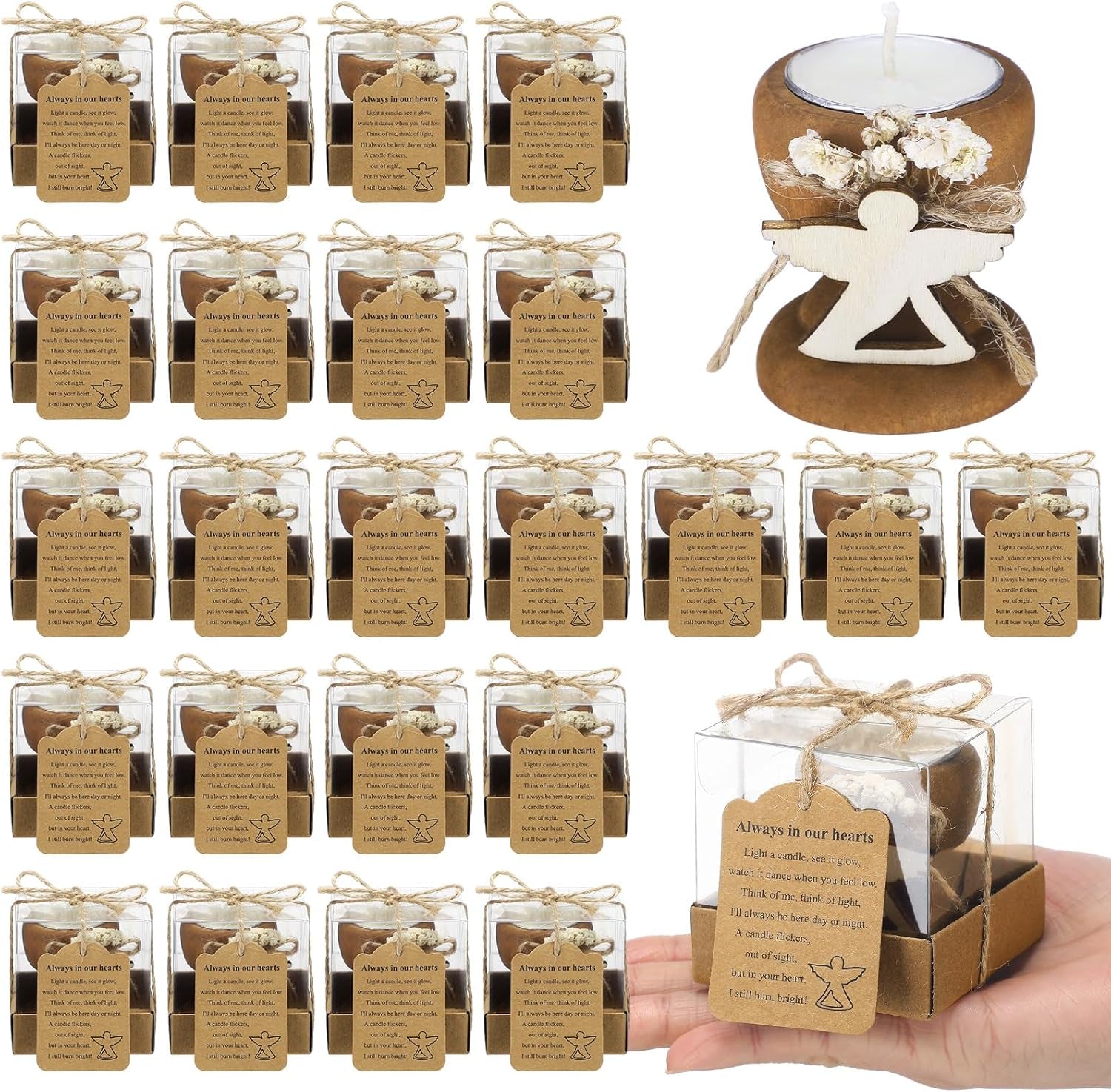 24 Set Funeral Memorial Candles Holders Funeral Keepsakes Favors Memorial Candle Holders 2.4 X 2.4 Inches Celebration of Life Supplies Sympathy Gifts Service Grief Share Gifts (Classic Style)