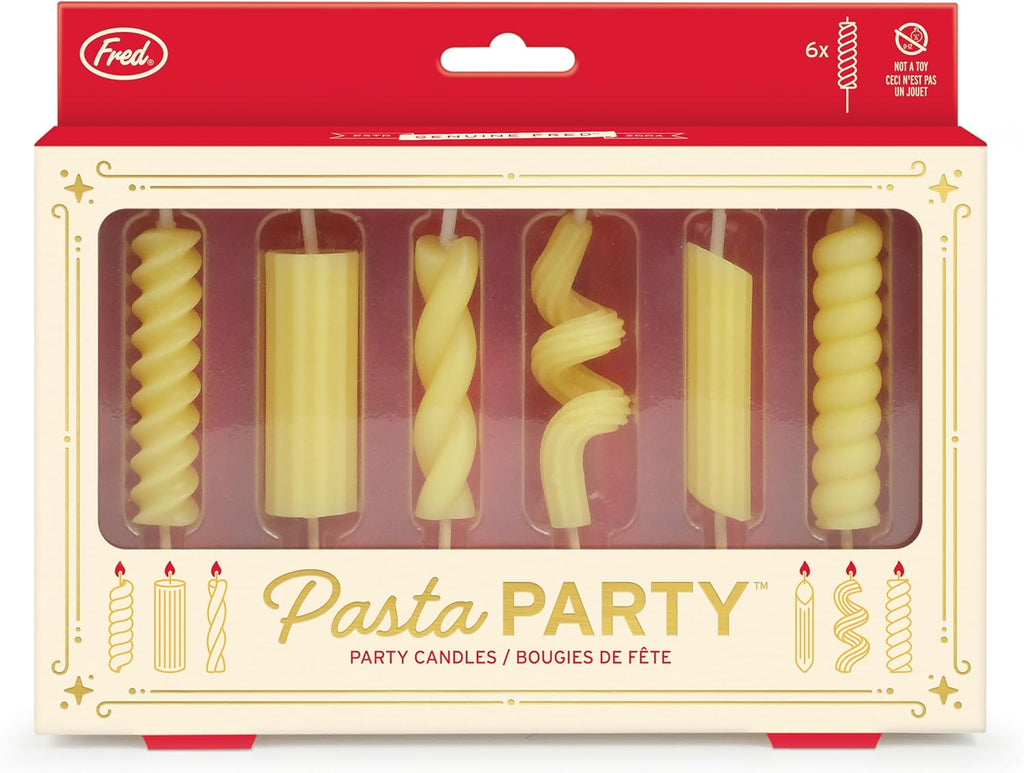 Pasta Party Noodle Candles, Set of 6 Quirky Pasta Noodle Shaped Birthday Candles, Fun and Unique, Gift-Ready Package