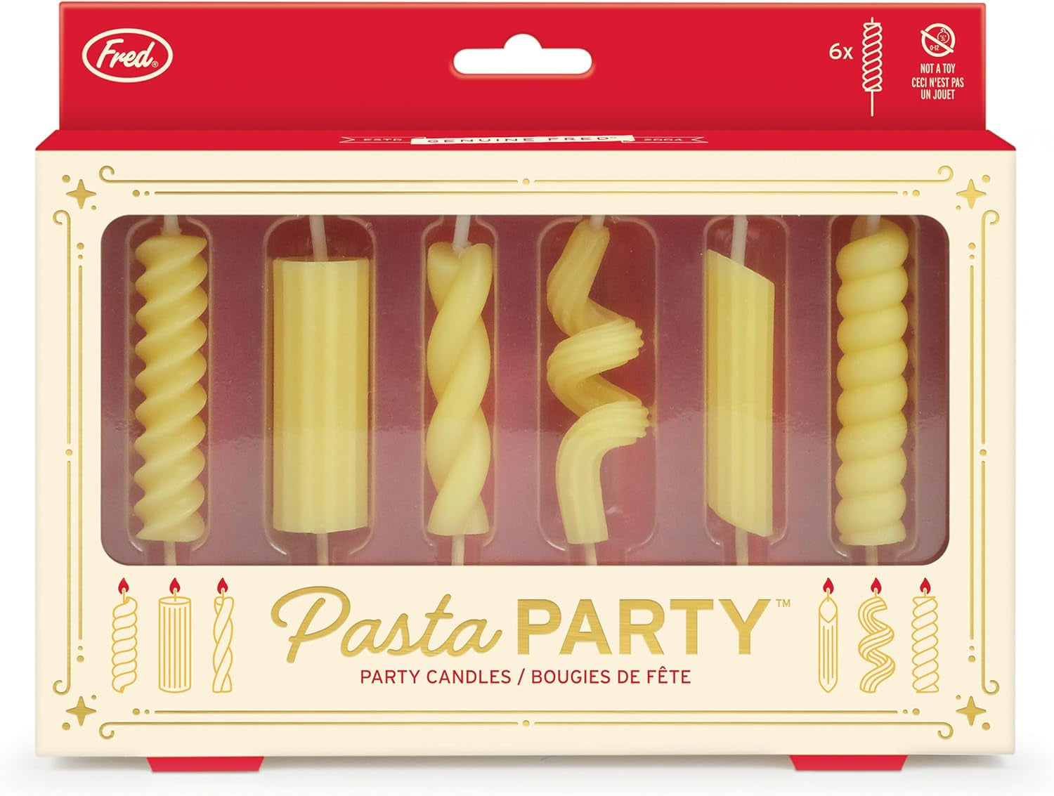 Pasta Party Noodle Candles, Set of 6 Quirky Pasta Noodle Shaped Birthday Candles, Fun and Unique, Gift-Ready Package