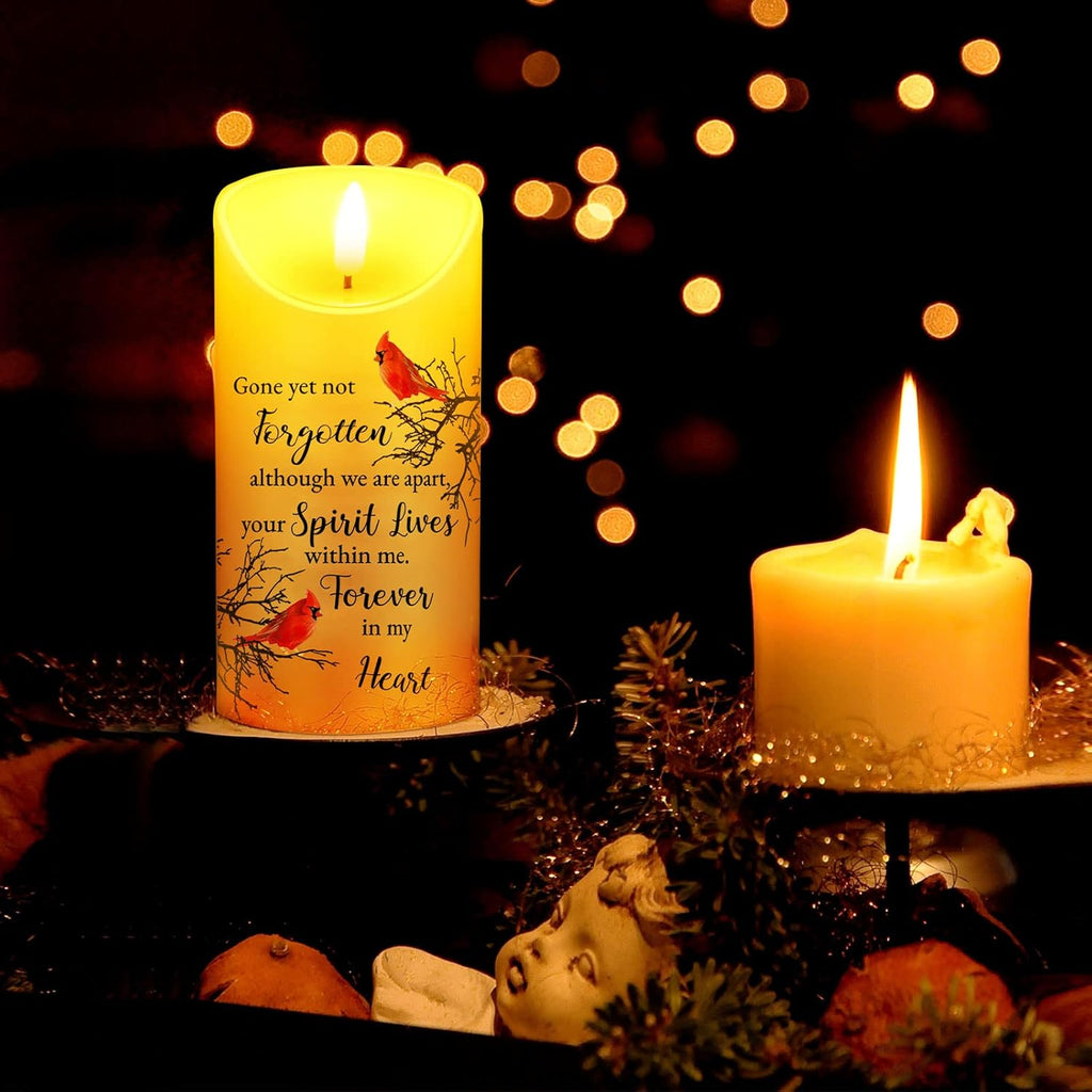 Memorial Candles Sympathy Gifts LED Flameless Cardinal Bereavement Candles for Loss of Loved One Sympathy Cardinal Gifts Battery Candle for Prayers(Bird Style)