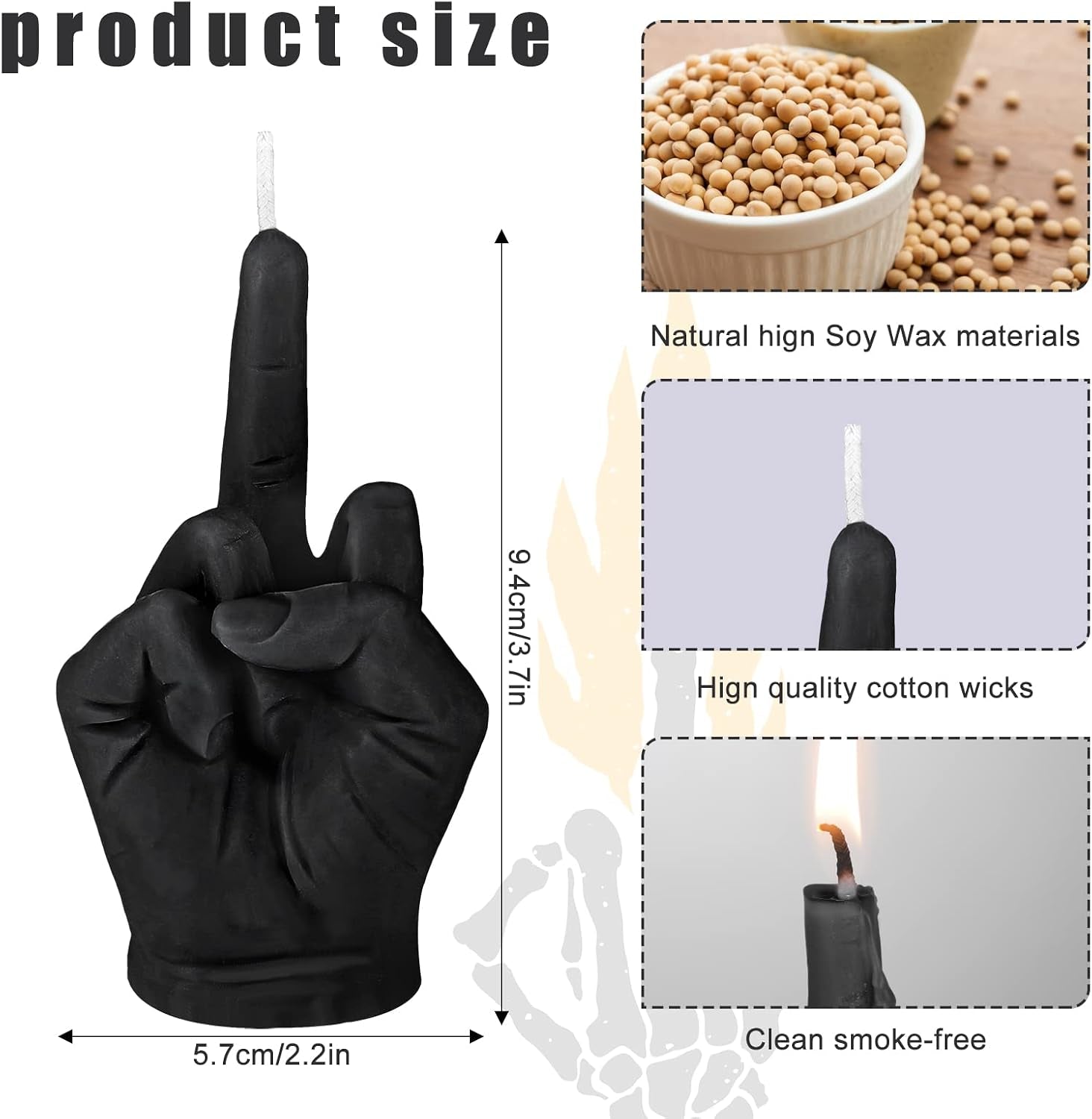 2 Pieces Small Middle Finger Aesthetic Candles Soy Wax Hand Shaped Candle Funky Room Decor Aesthetic Cool Trendy Modern Hippie Danish Room Decor