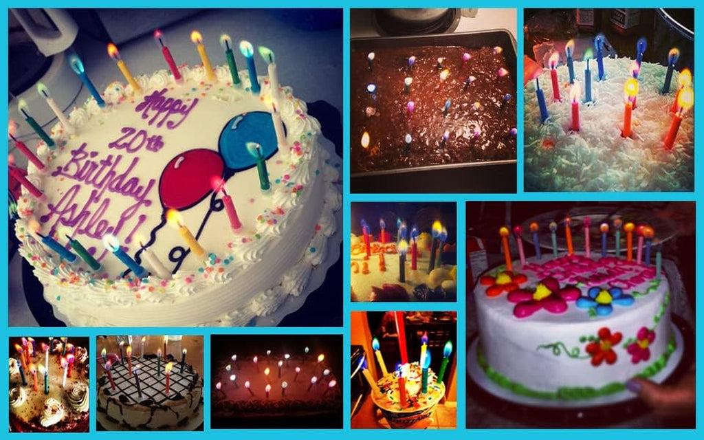 Amazing  Multicolor Happy Birthday Candles and Holders (12 Count),Unscented