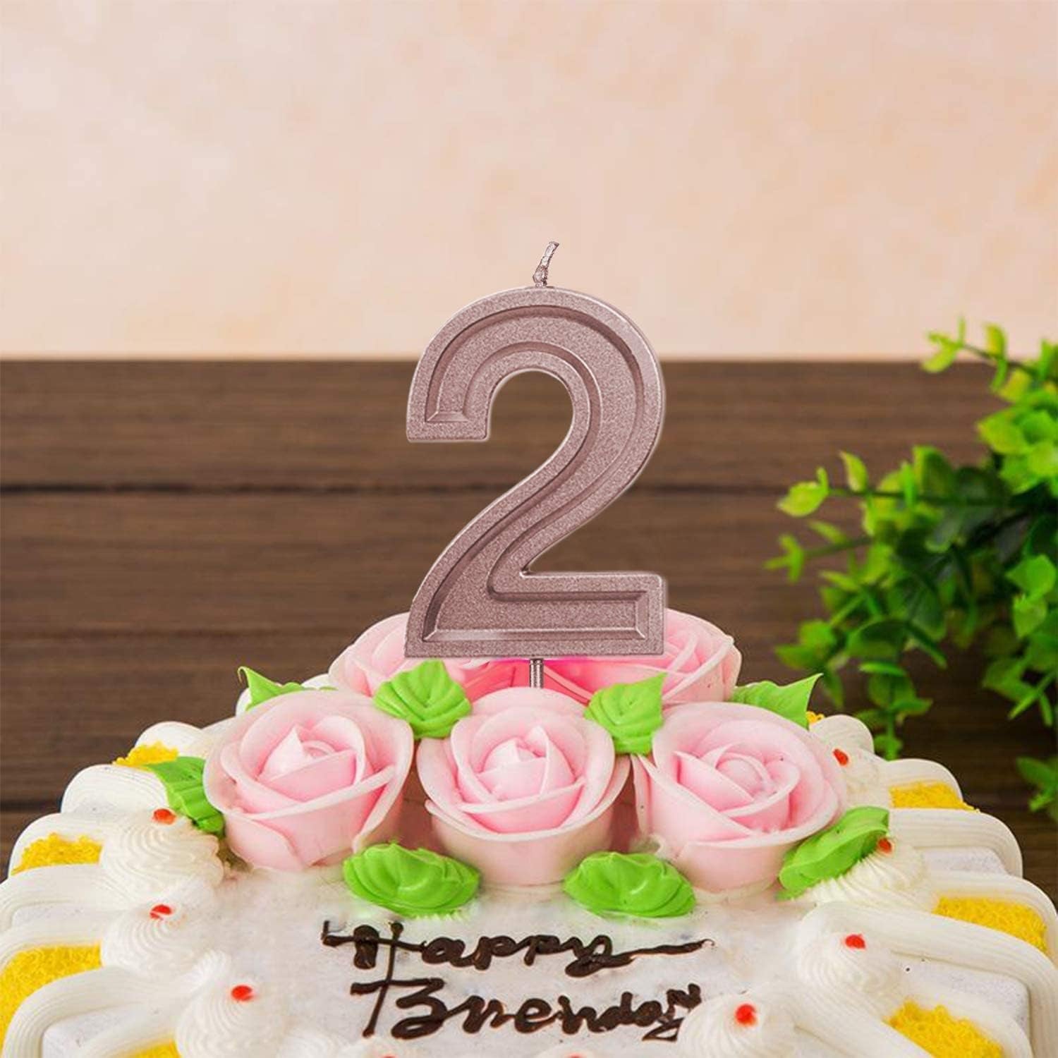 2.76 Inches Large Rose Gold Glitter Birthday Candles Birthday Cake Candles Number Candles Cake Topper Decoration for Wedding Party Kids Adults (1)