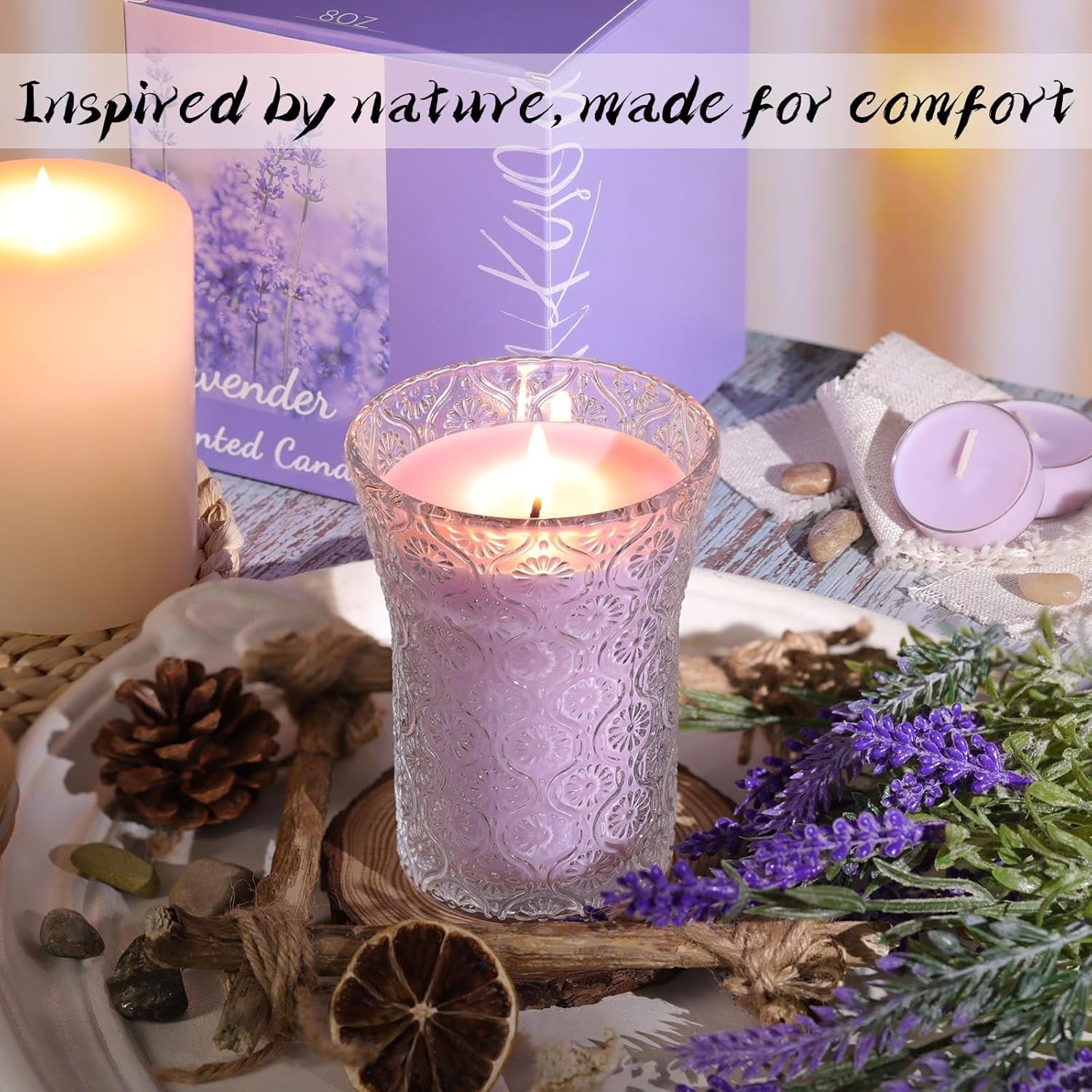 Lavender Candle, 8 OZ Scented Candles Soy Jars Candles for Women Galentines Valentines Mother'S Day Gift, Aromatherapy Purple Candles for Home Scented Bridal Shower