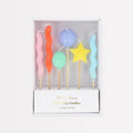 Balloon Candles (Pack of 6), Birthday Cake Candles, 6 Fun Designs & Colors, 4.5" Tall, Unscented