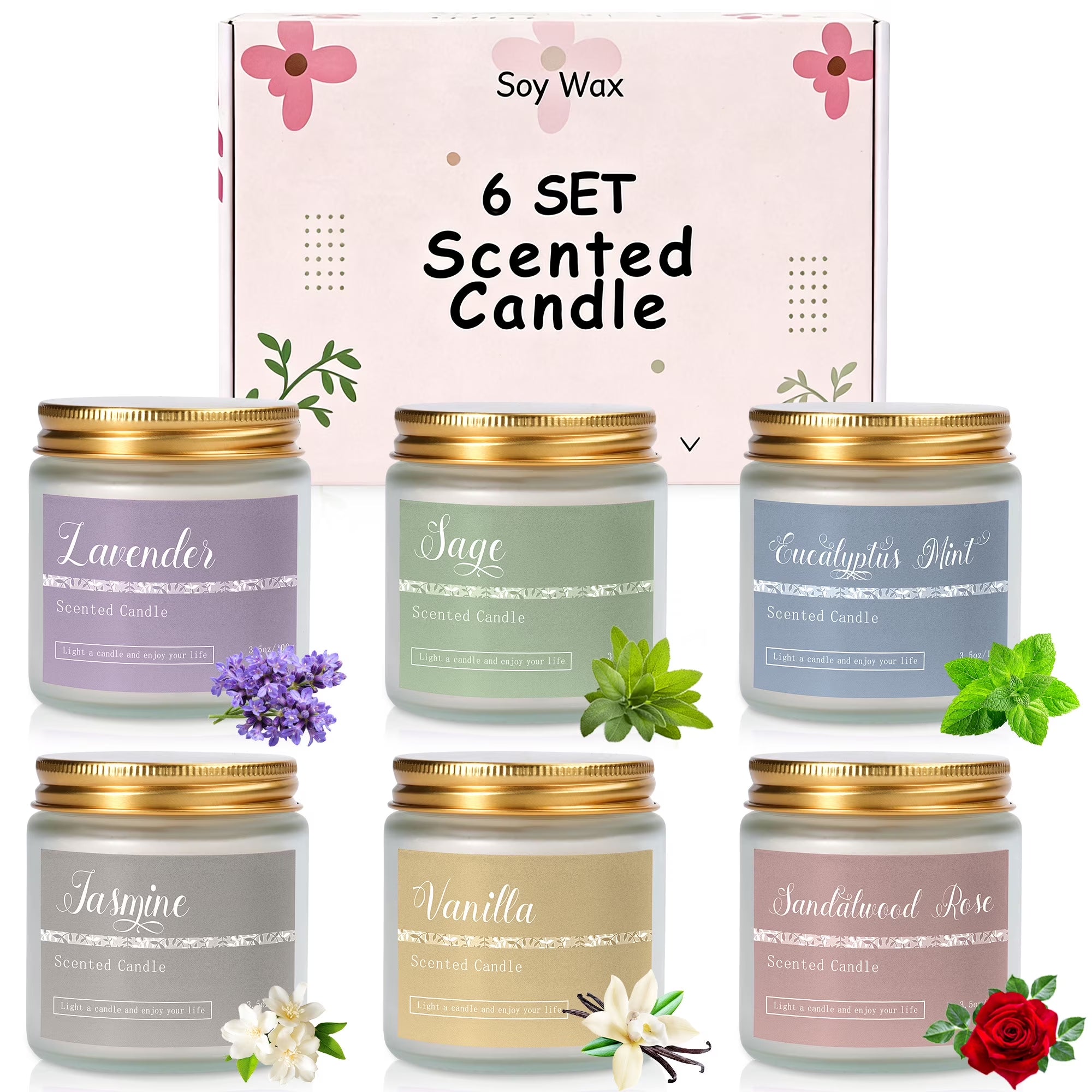 6 Pack Candles for Home Scented Aromatherapy Candle Gifts Set for Women, Lavender Candle, 300 Hour Long Lasting Candles, Stocking Stuffers, Birthday, Valentine, Christmas, Anniversary Present