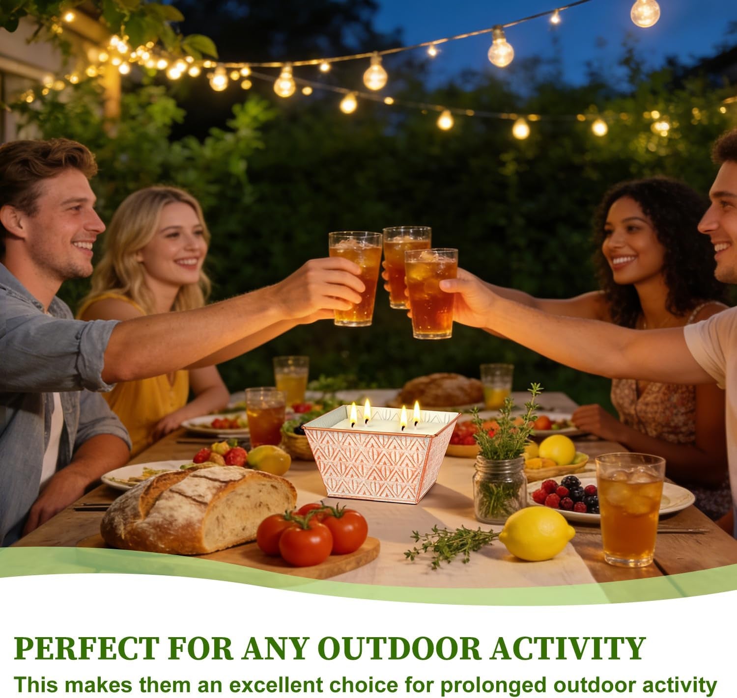 Citronella Candles Outdoor –Large Citronella Candle 30Oz 4 Wicks 180-Hour Burn Time, Outdoor Candles for Patio, Backyard, Home, Balcony, Camping, Emergency & Survival