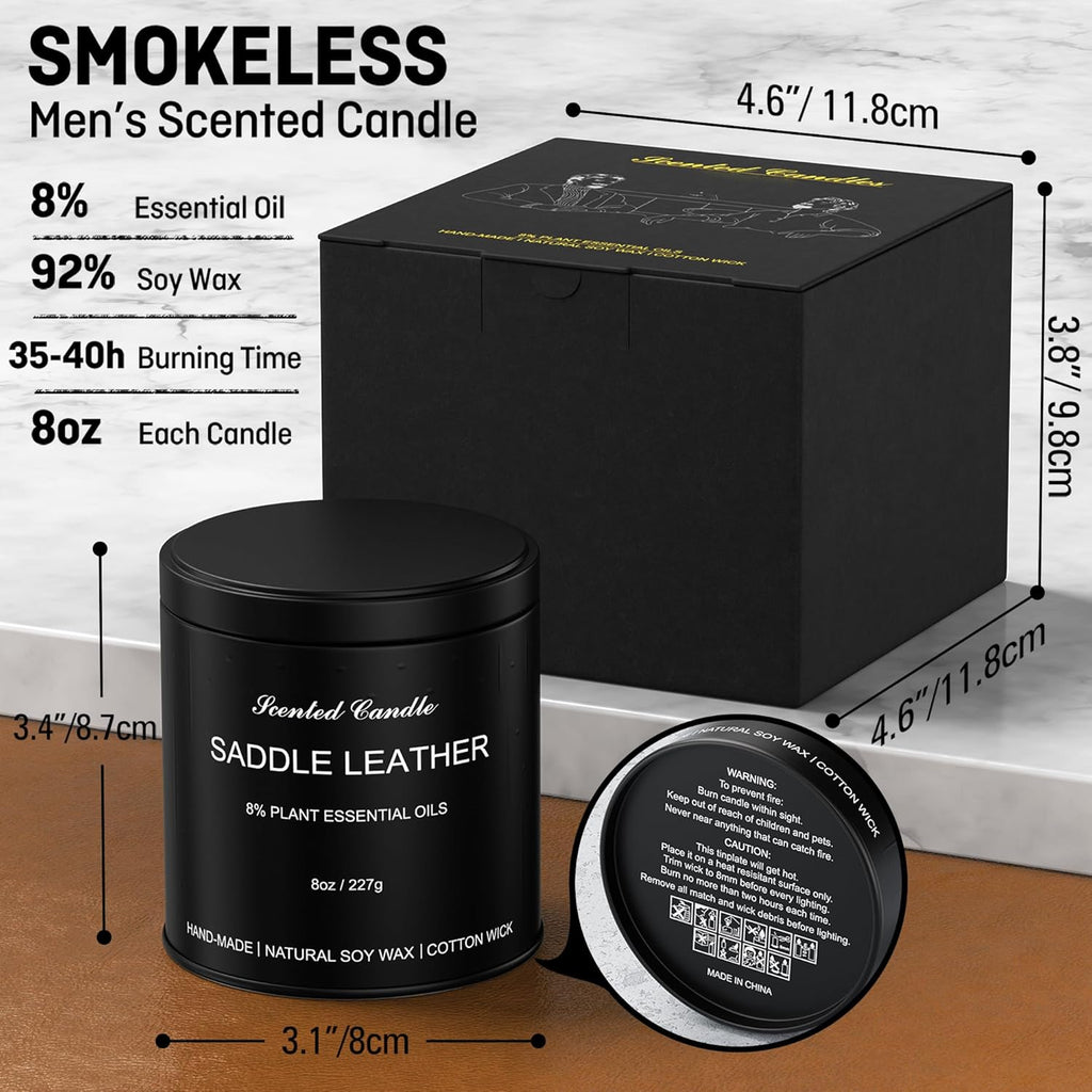 Men’S Scented Candles Set – Soy Wax Aromatherapy Candles for Men, Masculine Scented Candles with Essential Oils, Long Lasting Strong Scent, Luxury Gift Candles for Men,Dad,Him (8Oz)