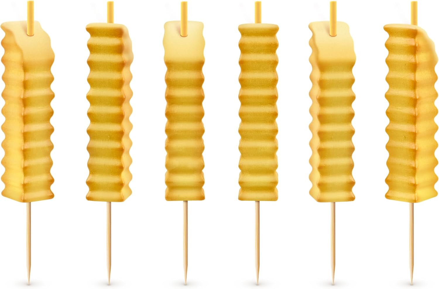 HOT and Crispy French Fry Party Candles, Set of 6, Ketchup Drip Melting Effect, Fun Birthday Cake Toppers and Food-Themed Celebration Decor