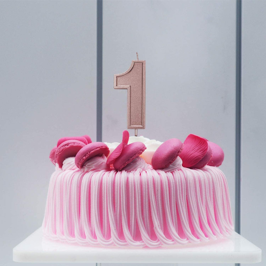 2.76 Inches Large Rose Gold Glitter Birthday Candles Birthday Cake Candles Number Candles Cake Topper Decoration for Wedding Party Kids Adults (1)