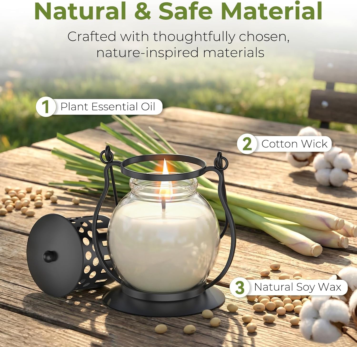 Citronella Candles Outdoor 3 Pack, Vintage Metal Lantern Soy Wax Candles, Long Burning Scented Patio & Camping Candles, Summer Outdoor Decor Gift for Women (3 X 3.5 Oz)