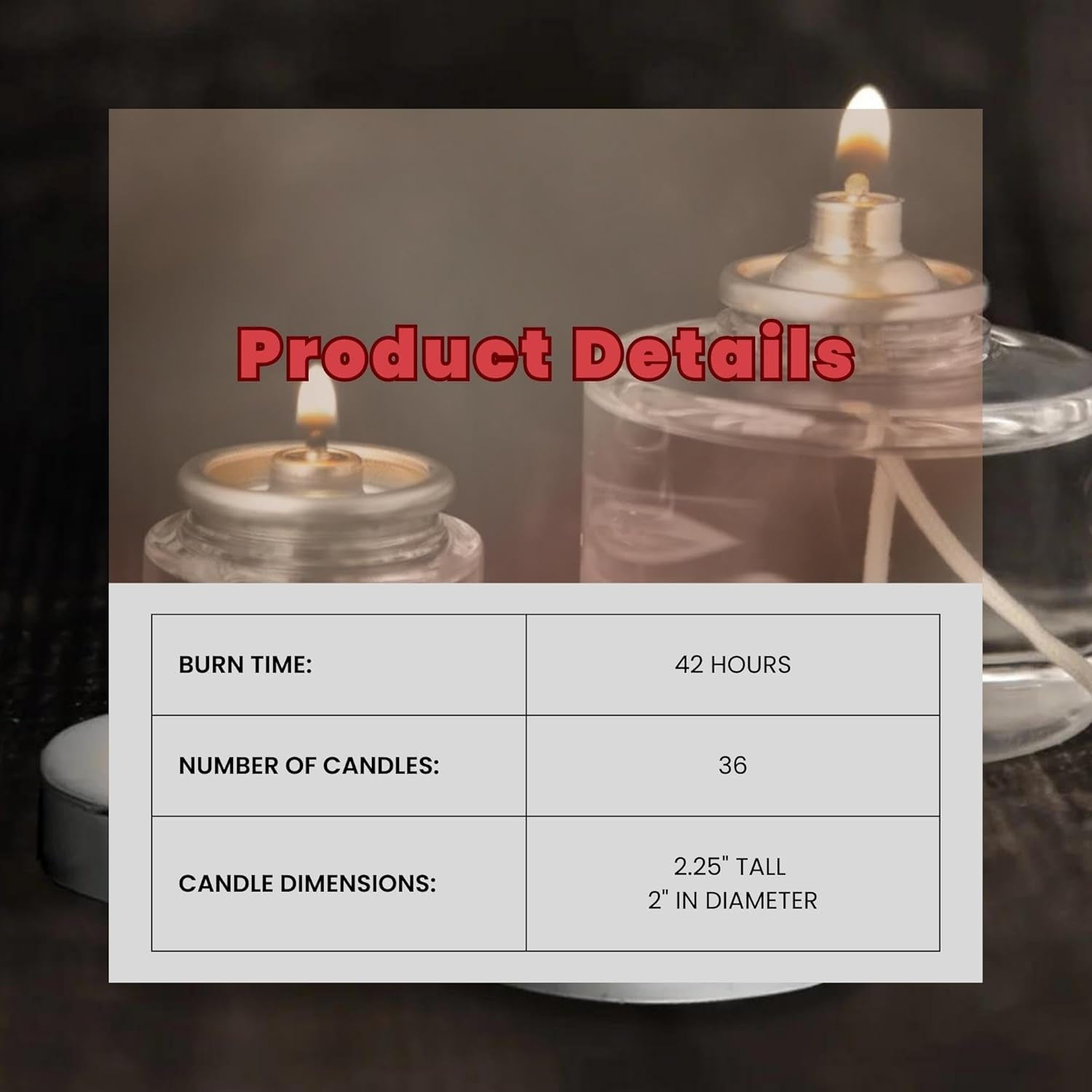 Disposable Liquid Candle, 42 Hour, for Use in Glass Votive Tealight Lamp Holders, Restaurant Wedding Table Top Lights, Child Resistant Closures, 36 Pieces, Clear Fuel Oil